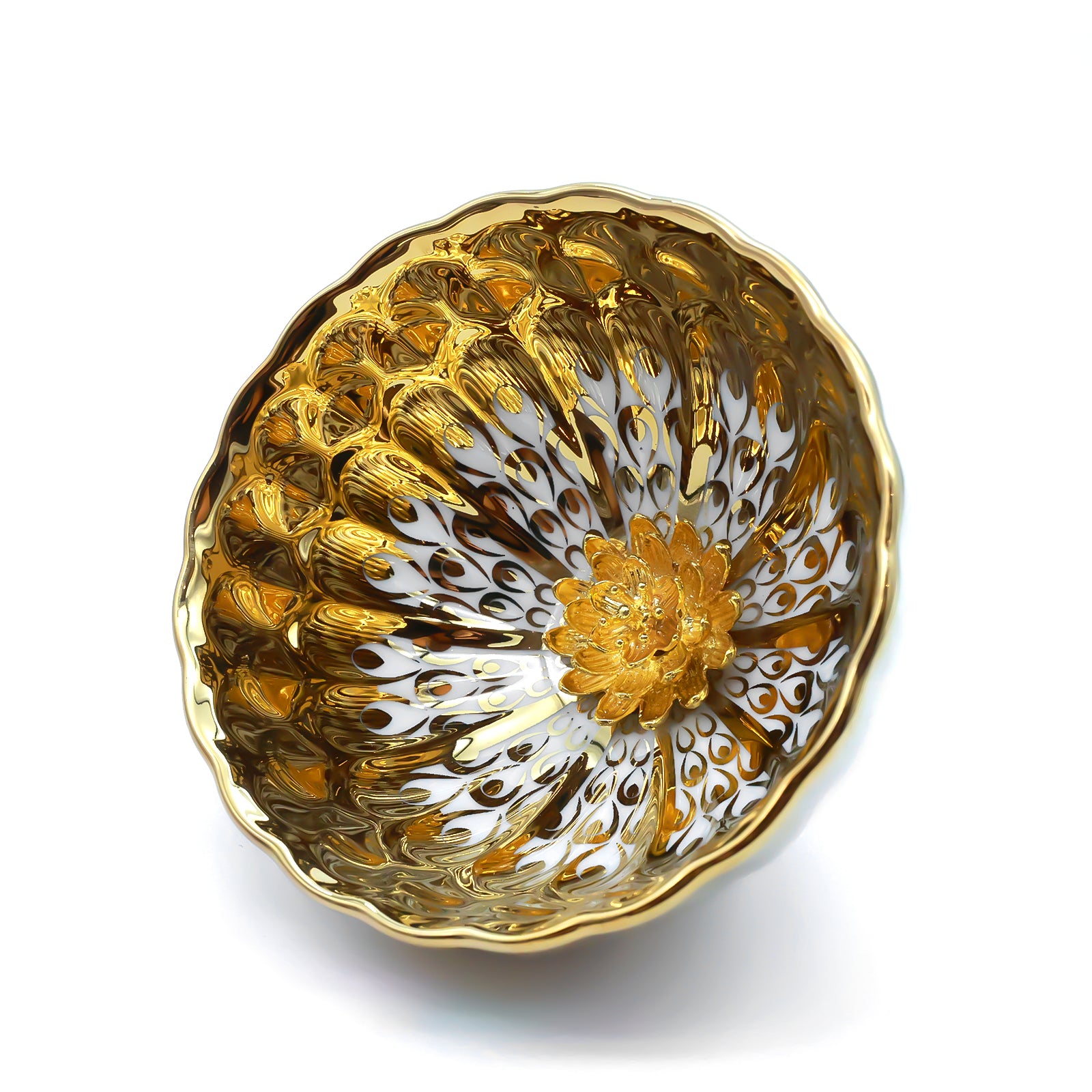 Golden Lotus - Peacock Glaze Cup