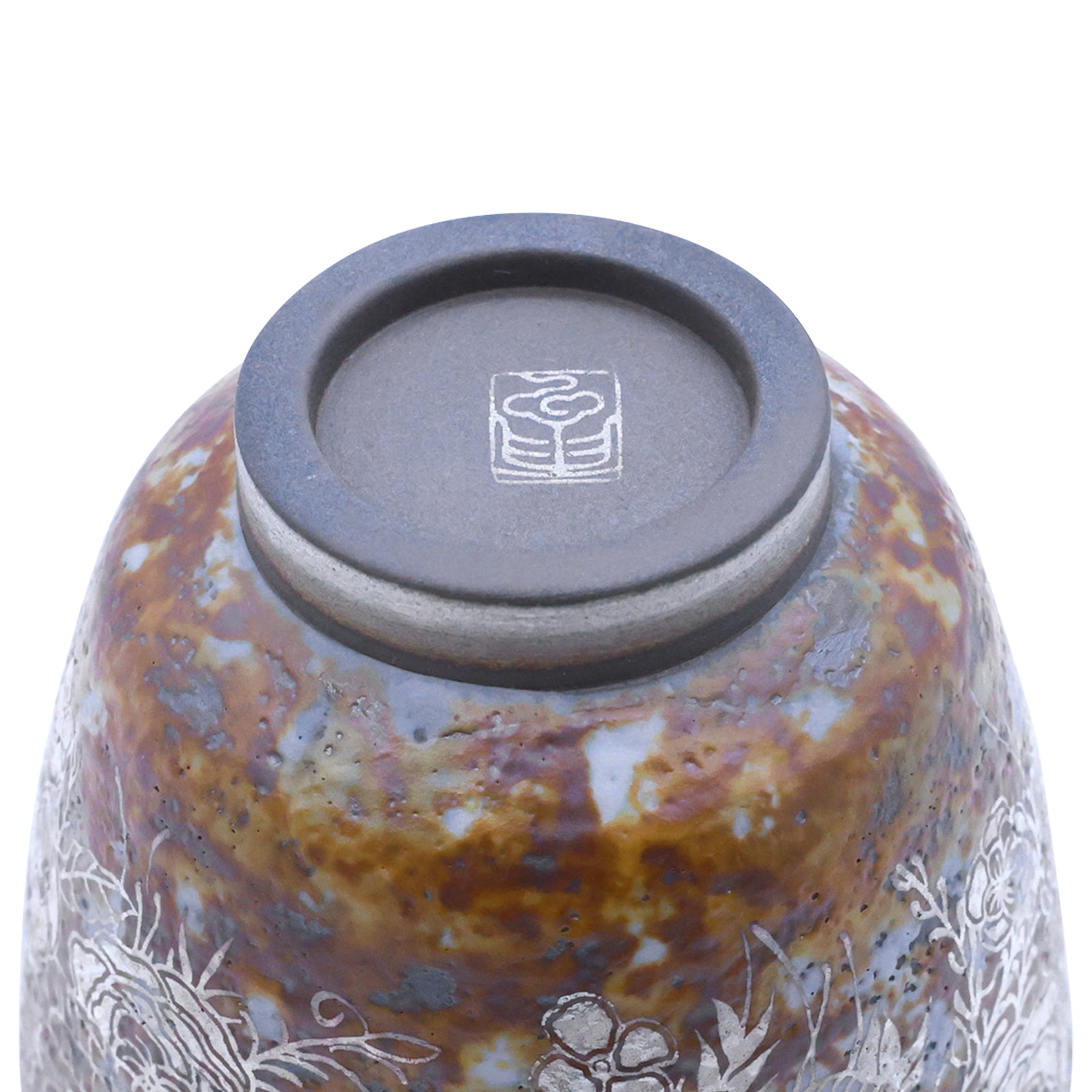 Silver-Inked Floral Antique Glaze Cup