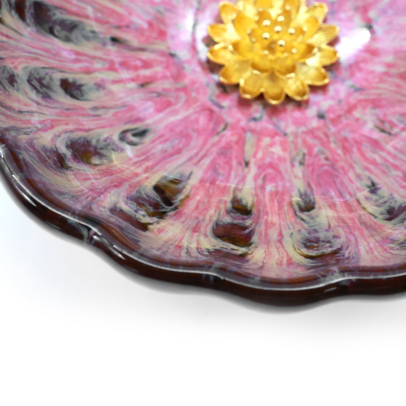 Pink Flame Golden Lotus Peacock-Feather Cup