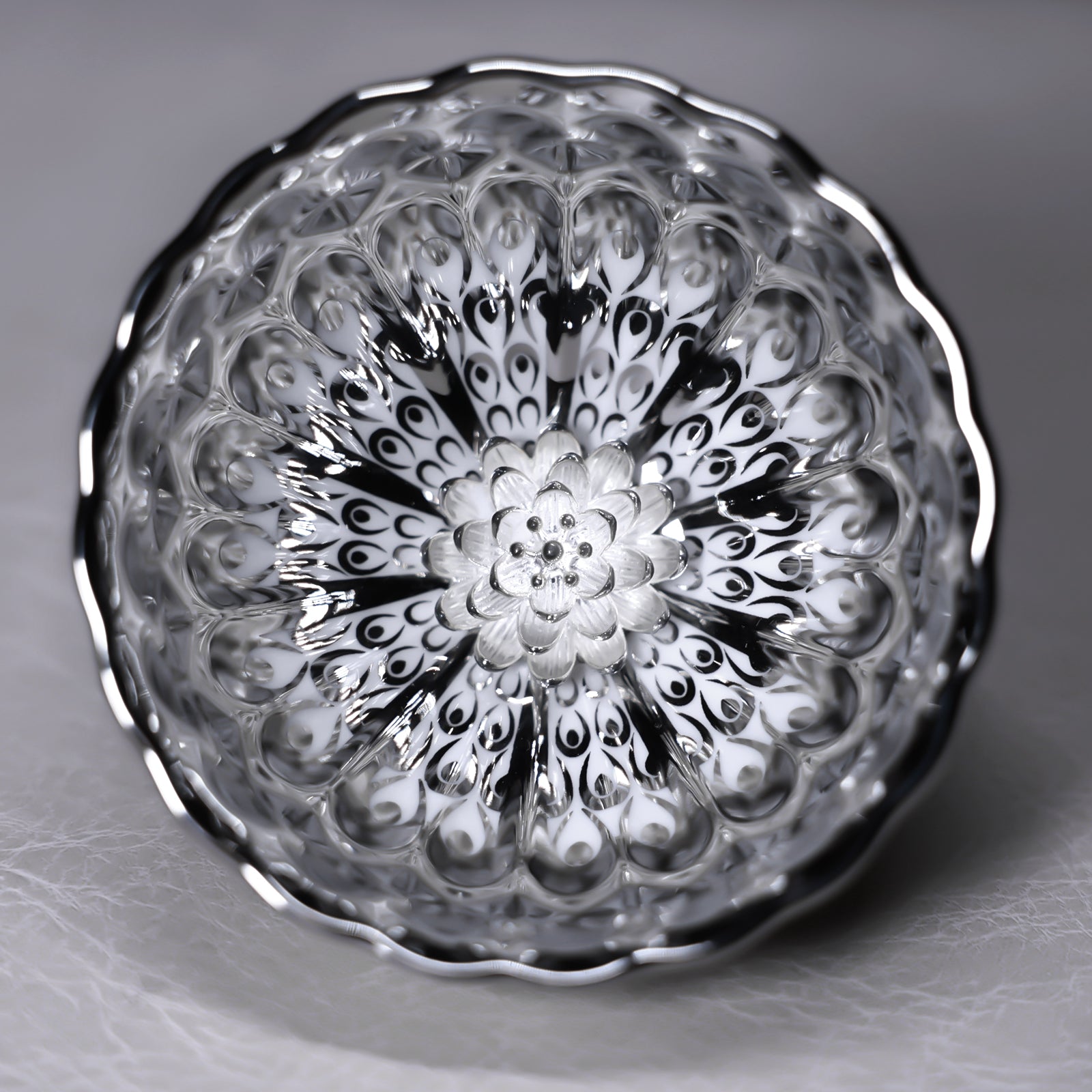 Lotus-Peacock Glaze Cup